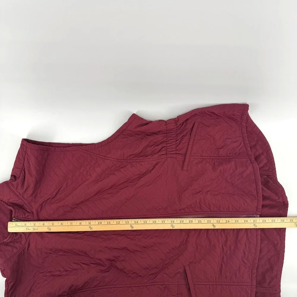 Blue Mountain Quilted Vest Women 3X Burgundy Fleece Lined Zip Outdoor Gorpcore